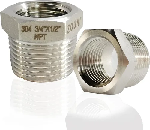 Miniatura 14 de 2 Piezas Buje Hexagonal Reductor, Acero Inoxidable 304 de 1" Macho NPT a 1/2" Hembra NPT (1"MNPT - 1/2"FNPT) Accesorio de Tubería Buje Hexagonal