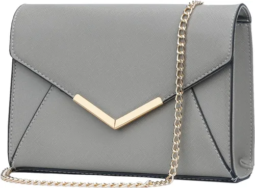 Miniatura 18 de KKXIU Bolso Clutch de Noche Tipo Sobre de Cuero Sintético Elegante para Mujer, Bolso Plegable para Fiesta, Boda, Graduación