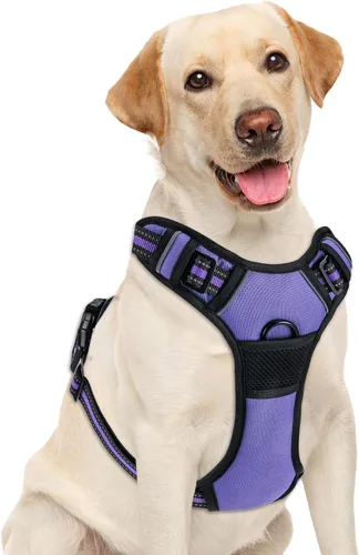 Miniatura 10 de Arnés para perro sin tirones, chaleco ajustable reflectante con clip frontal para mascotas con asa de fácil control para perros medianos y grandes