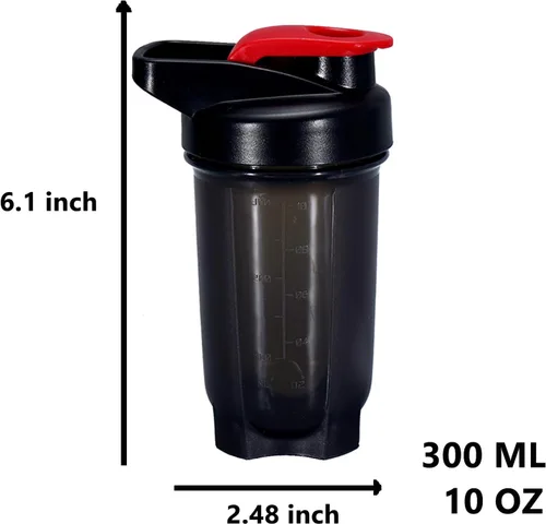 Miniatura 2 de Botella Mezcladora para Batidos de Proteína con Taza y Botella Mezcladora de 10 onzas/300ML con Bolitas Mezcladoras, Juego de Botellas Mezcladoras