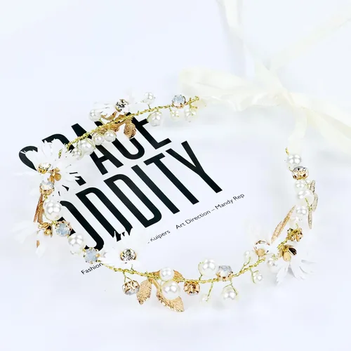 Miniatura 8 de inSowni 3 diademas de flores para niña, perlas, diamantes de imitación, hojas, flores, coronas de novia, tiaras, coronas con cinta, tocados de vid
