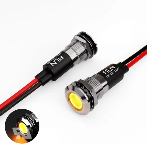 Miniatura 15 de 2 piezas de 12 mm (1/2") Luz indicadora LED blanca, lámpara de señal impermeable de metal, 5 V, 12 V, 24 V, IP67, luz de tablero para piloto