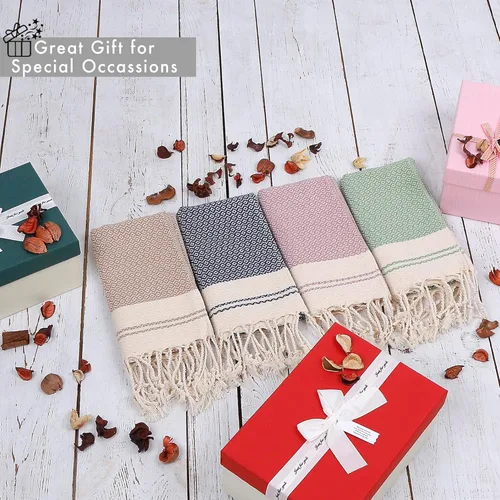 Miniatura 5 de Evelynen - Juego de 2 toallas de mano turcas para baño y cocina, toallas de mano bohemias con bucles para colgar, para cara, té, plato, cocina
