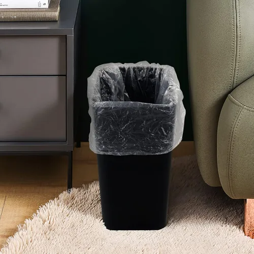 Miniatura 5 de Paquete de 3 cubos de basura negros de 4.5 galones, contenedor de basura Construcción de plástico resistente, forma rectangular que ahorra