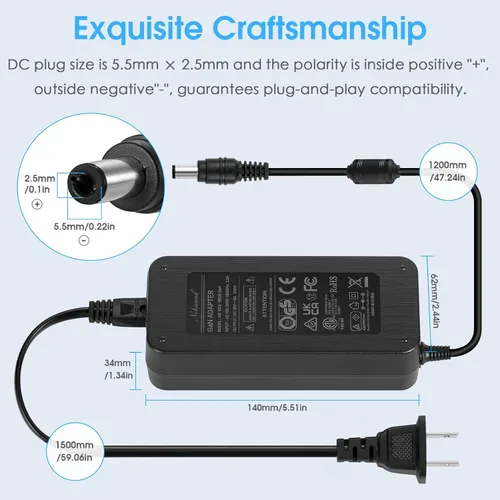 Miniatura 6 de Nobsound Fuente de alimentación de 36V 6A: Adaptador GaN de alta eficiencia de 216W para amplificadores, altavoces activos, luces de tira LED