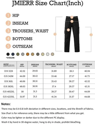 Miniatura 6 de JMIERR Pantalones cargo para hombre, casuales, de algodón, ajuste relajado, cintura elástica, ligeros, con múltiples bolsillos