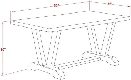 Miniatura 5 de East West Furniture VT026 Mesa de comedor estilo V – una mesa de cocina rectangular con patas elegantes, 36 x 60 pulgadas, multicolor