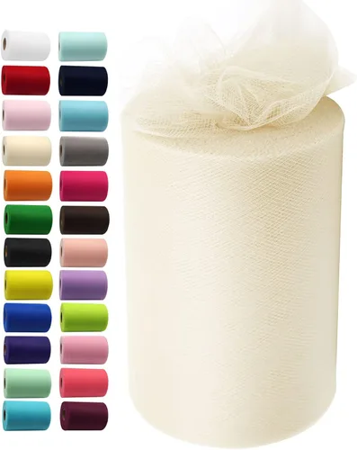 Miniatura 38 de Rollos de tela de tul de 6 pulgadas por 100 yardas (300 pies) Carrete de cinta de tul para manualidades, tutú, arco para la cabeza, decoración