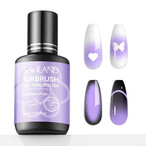 Miniatura 8 de SAVILAND Esmalte de uñas de gel para aerógrafo sin dilución: sin hema, 0.7 fl oz, sin obstrucción, para aerógrafo blanco, sin acetona