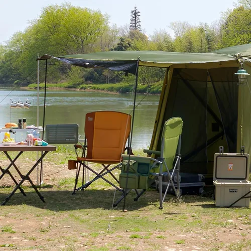Miniatura 2 de TIMBER RIDGE Silla de campamento plegable de gran tamaño, respaldo alto, resistente para adultos, soporta hasta 500 libras con soporte para tazas