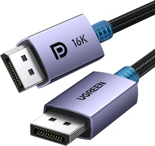 UGREEN Cable DisplayPort 2.1 de 16K 6.6 pies [certificado VESA] DP 2.1 54Gbps compatible con 8K @240Hz 1080P a 540Hz HDR, HDCP, DSC 1.2a, cable de
