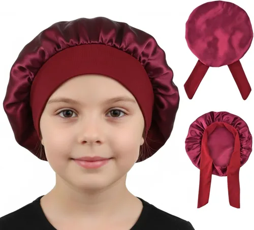 Miniatura 10 de Gorros de satén para niñas para niñas, gorro de satén para dormir, gorro de noche de seda