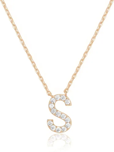 Miniatura 103 de PAVOI 14K White Gold Plated Cubic Zirconia Initial Necklace Letter Dainty Necklaces for Women