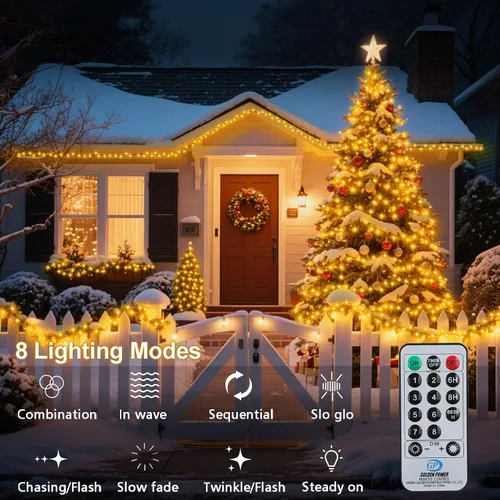 Miniatura 3 de echosari Guirnalda de 400 Luces LED de Navidad Conectables, Luces de Cadena Extra Largas de 66 Pies para Exteriores Conectables de Extremo a Extremo