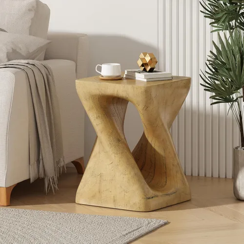 Miniatura 12 de WILLIAMSPACE Juego de 2 mesas auxiliares anidadas, mesas de café redondas de madera color naranja mate, mesas auxiliares modernas de lujo, mesa