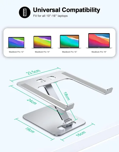 Miniatura 5 de RIWUCT Soporte plegable de aleación de aluminio para computadora portátil, soporte ergonómico ajustable para computadora portátil, soporte elevador
