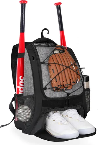 Miniatura 9 de Goloni Mochila de béisbol, bolsa de béisbol para adultos, bolsa de bate de sóftbol con compartimento para zapatos, compartimento principal grande