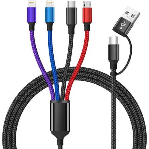 Miniatura 20 de Travel Essentials - Cable de carga múltiple [2 unidades de 5 pies], accesorios de automóvil, cables de carga 4 en 1, cable USB, cargador de teléfono