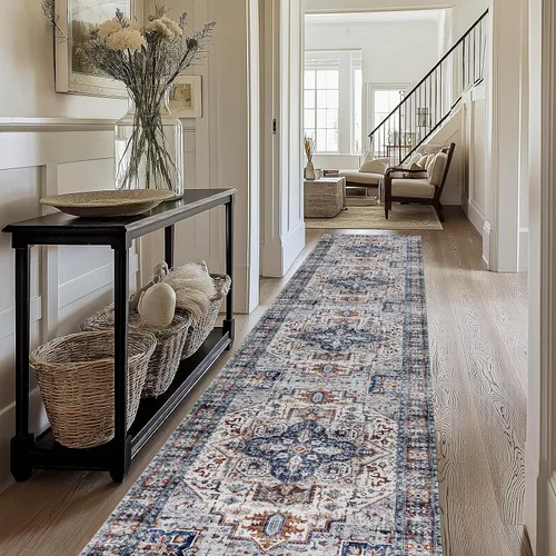 Miniatura 16 de Alfombra lavable para pasillo de 2 x 3: alfombra suave vintage para cocina, baño, lavandería, con respaldo antideslizante, alfombra de piso