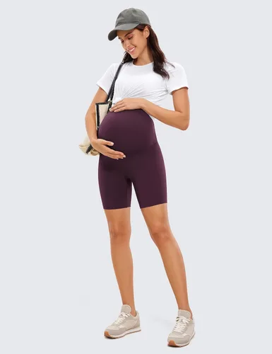 Miniatura 5 de CRZ YOGA Butterluxe - Pantalones cortos de yoga de maternidad sobre el vientre de 6 pulgadas, pantalones cortos de ciclismo atléticos