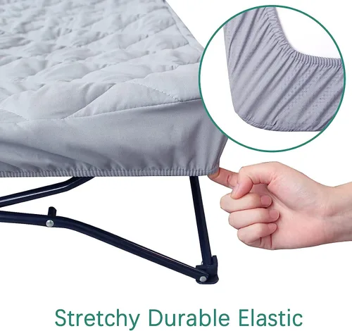 Miniatura 3 de Sábana para Regalo My Cuna Cama portátil para niños pequeños, cuna de viaje (solo sábana, cama no incluida), funda acolchada suave, gris, 54x28