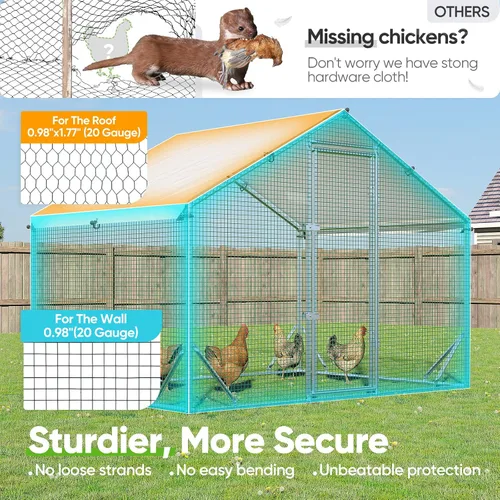 Miniatura 2 de Quictent Gallinero grande de metal para más de 10 aves de corral con paño de hardware lateral y cubierta impermeable, serie avanzada para Blanco