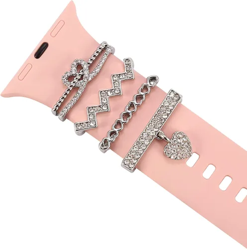 Miniatura 9 de Anillos decorativos de corazón compatibles con correas de silicona de Apple Watch de 1.772 in, 1.732 in, 1.654 in, 1.614 in, 1.575 in, 1.496 in, 7