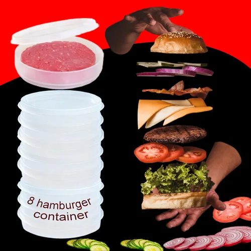 Miniatura 6 de CTD Store set de 10 unidades: prensa para hamburguesas y recipientes para congelador. 4 contenedores con prensa para hamburguesas