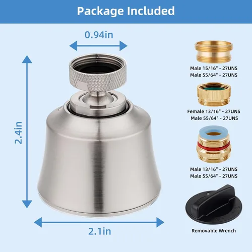 Miniatura 2 de Hygie Rinse Reemplazo de la cabeza del grifo del fregadero de cocina, accesorio rociador de 4 grifos rociadores con giro de ángulo grande, rosca