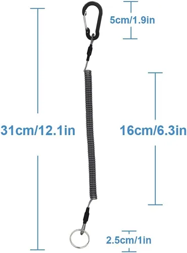 Miniatura 4 de Lix&Rix Cordones elásticos en espiral para llaves, kayak, equipo de pesca, alicates, herramientas, negro, azul, verde, rojo, amarillo, plata, 4/6