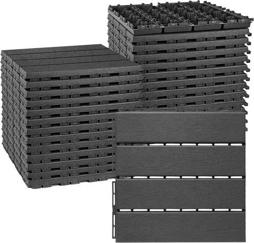 Miniatura 19 de ToLanbbt Cojín modular entrelazado 8P de 11.8 x 11.8 pulgadas, agujeros de drenaje de goma entrelazados antideslizantes para cubierta, ducha