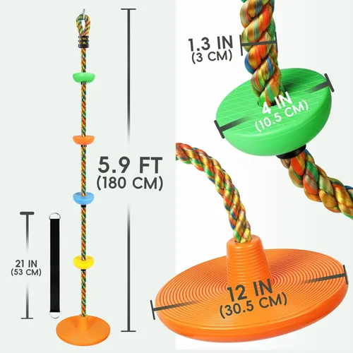 Miniatura 6 de ZNCMRR Columpio de árbol para niños Columpio de cuerda para árbol Cuerda de escalada para niños Columpios de disco resistentes para niños Accesorios