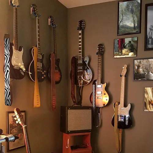 Miniatura 7 de DOMMI Soporte de pared para guitarra 4 unidades, Soporte de guitarra con gancho giratorio suave para guitarras de todos los tamaños, Soporte