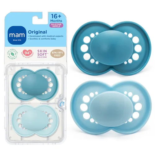 Miniatura 9 de MAM Chupetes mate originales para bebé, Chupete para 16+ meses, pezón de silicona sin BPA, fácil de limpiar, lo mejor para bebés amamantados, Verde