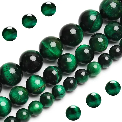 Miniatura 9 de Cuentas Naturales Clásicas de Ojo de Tigre, Cuentas Redondas de Piedra Preciosa de Grado AAA en Lote Suelto de 8MM 100PCS, Opciones a Granel, Clásico