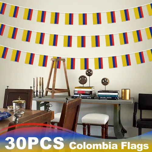 Miniatura 6 de Guirnalda de Banderines de Colombia, Pequeñas Mini Banderas Colombianas Guirnalda de Banderines, Decoración Nacional del País para Escuela, Fiesta