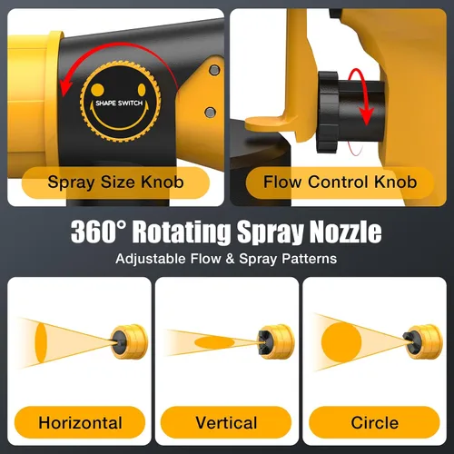 Miniatura 8 de Pulverizador de pintura inalámbrico para batería Dewalt de 20 V, pulverizador de pintura sin escobillas de 600 W con contenedor de 1000 lúmenes