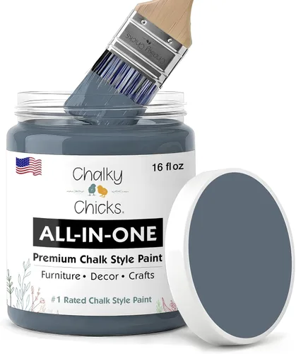 Miniatura 129 de Chalky Chicks - Pintura mate a la tiza, no requiere lijado, 4 onzas líquidas, color gris oscuro (Gun Metal Gray), para muebles, pintura sin Gris
