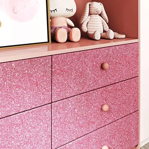 Miniatura 5 de Papel pintado de purpurina rosa FunStick para pegar y despegar para dormitorio de niñas Papel de contacto decorativo de purpurina rosa Papel pintado