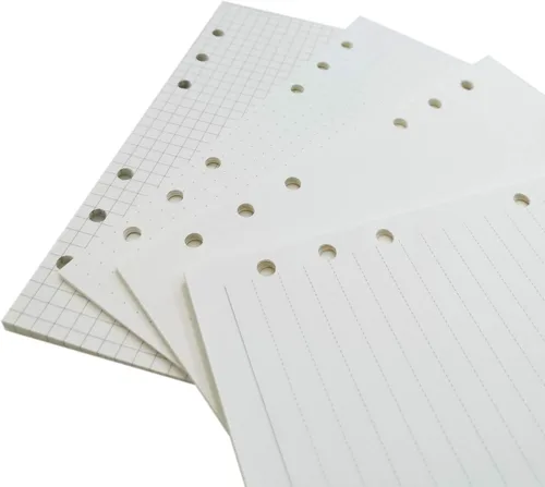 Miniatura 3 de Zelten 1 paquete A5 de 80 hojas/160 páginas 4 en 1 rayado cuadrado punteado en blanco hojas sueltas perforadas papel de repuesto de papel