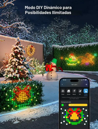 Miniatura 2 de Luces Govee de red para exteriores, 0.85*2.85 metros con funciones RGBIC y de bricolaje, 480 luces LED inteligentes con 64 modos para decoración