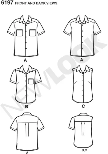 Miniatura 3 de Simplicity U06197A New Look Easy to Sew - Kit de patrones de costura para camisa con botones para hombres y mujeres, código 6197, tallas XS-XL