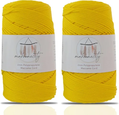 Miniatura 11 de Makromecity, 2 carretes de cordón de macramé de poliéster de 2 mm x 250 yardas (750 pies) de 2 mm de cordón de polipropileno para macramé, ideal