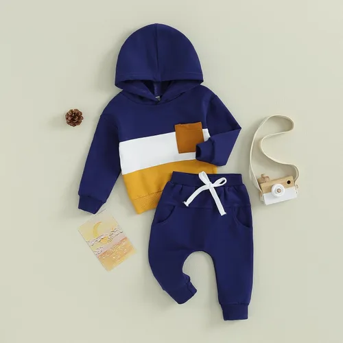 Miniatura 76 de Conjunto de ropa de otoño e invierno para bebé y niño, sudadera larga con capucha y pantalones para niños pequeños, 6, 12, 18, 24 meses, 2T