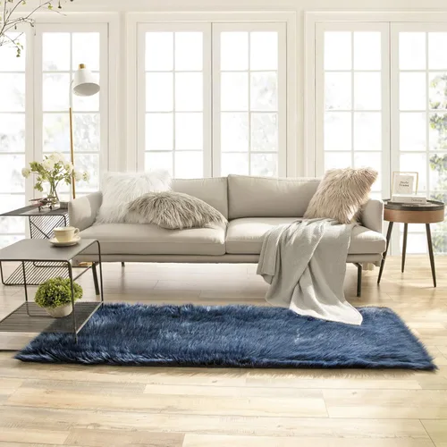 Miniatura 82 de Ashler Home Deco - Tapete de pelo sintético de oveja, mullido, suave, de 2 x 3 pies, lavable a máquina, dormitorio, habitación de los niños, sala