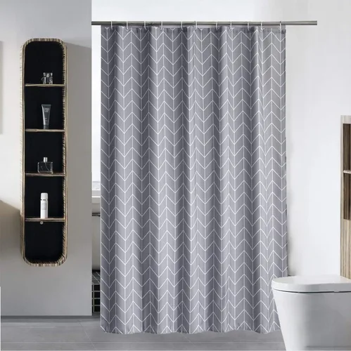 S·Lattye - Cortina de ducha para baño con forro, (tela lavable, resistente al agua, poliéster, diseño de rayas Damasco y cortinas baño) y ganchos de