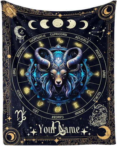 Miniatura 18 de Manta del Zodiaco Acuario para Niños y Niñas, Diseño Temático de Astrología Secreta Impreso, Mantas de Tiro para Niños, Regazo, Silla, Manta Suave