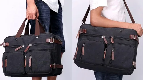Miniatura 9 de Iblue Bolso de mensajero Mochila Bolso de hombro Maletín se adapta a 17.0 en el ordenador portátil # 7693, XL, Negro