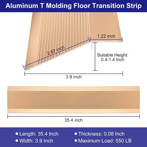 Miniatura 2 de uxcell Tira de transición de piso de aluminio, tira de transición de puerta de 35.4 pulgadas/azulejos/alfombra a azulejos, tira de borde de alfombra
