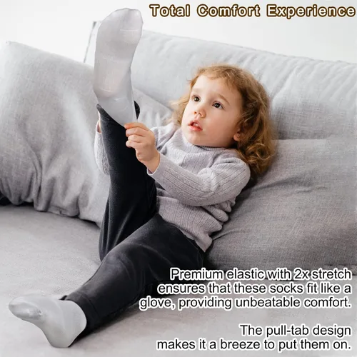 Miniatura 4 de Calcetines para niños pequeños, 25 pares de calcetines tobilleros para niños y niñas con lengüetas de tracción para niños de 1 a 13 años, calcetines